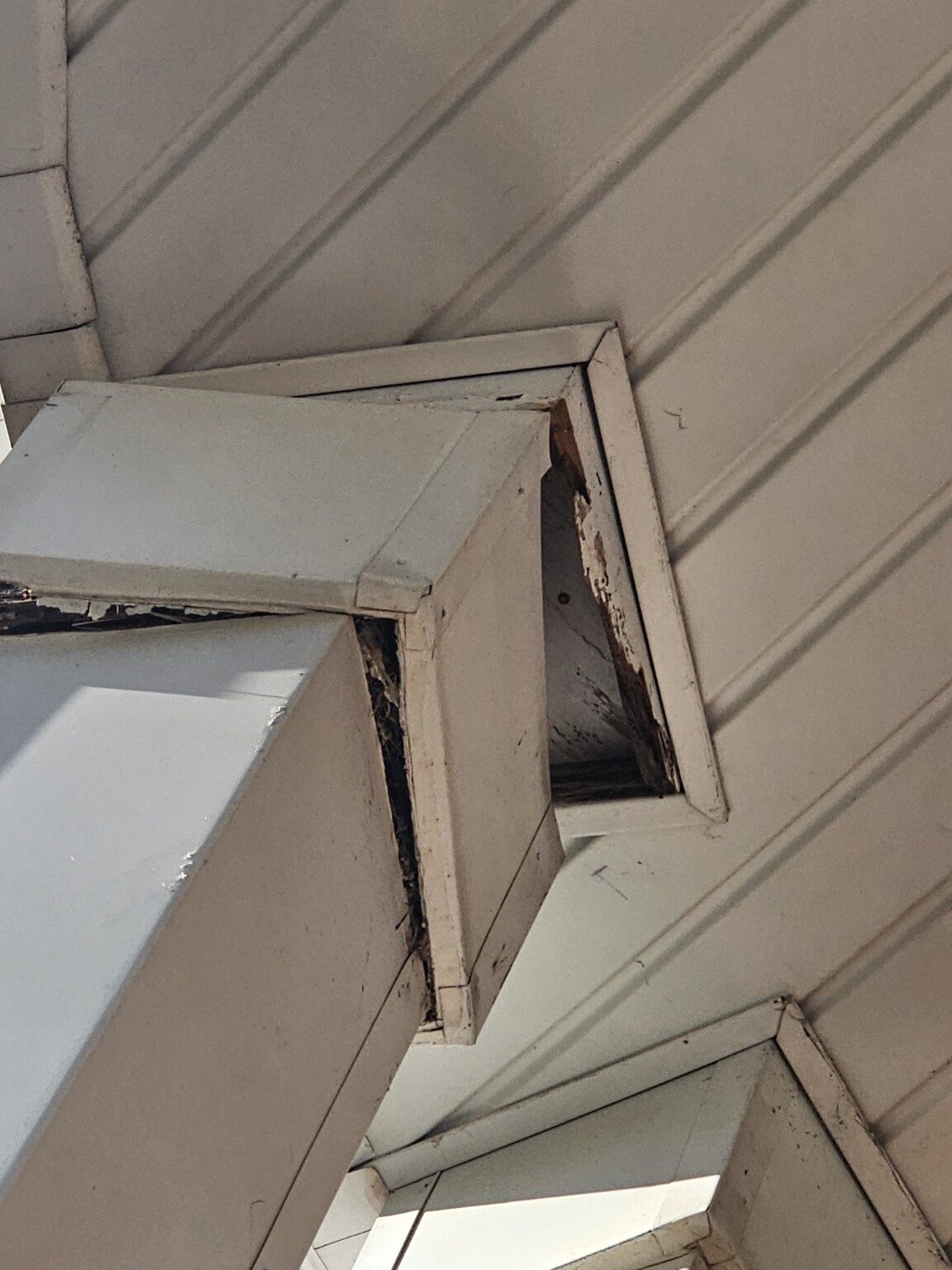 Close-up of exterior repair work
